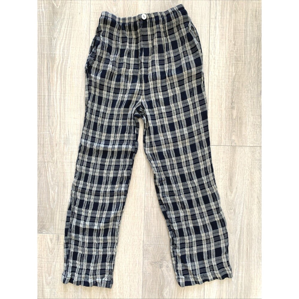 Vintage Jay Peters Plaid Black Pants Pull On Elastic Waist Womens Petite M